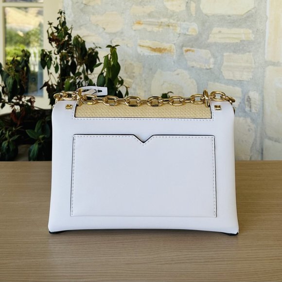 Michael Kors Cece MD Studded Flap Pocket Leather Shoulder & Wallet OPTIC White - Picture 4 of 14